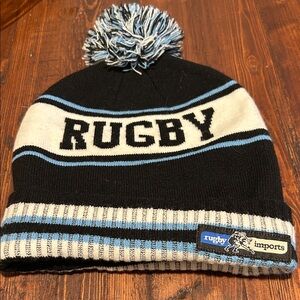 Black & Light Blue Pom Beanie
